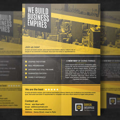 Promotional business poster highlighting services and contact information.