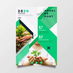 2020 Annual Report cover with green geometric design