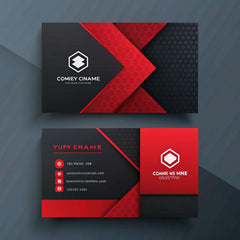Red and black geometric business cards design.
