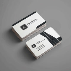 Stack of modern black and white business cards