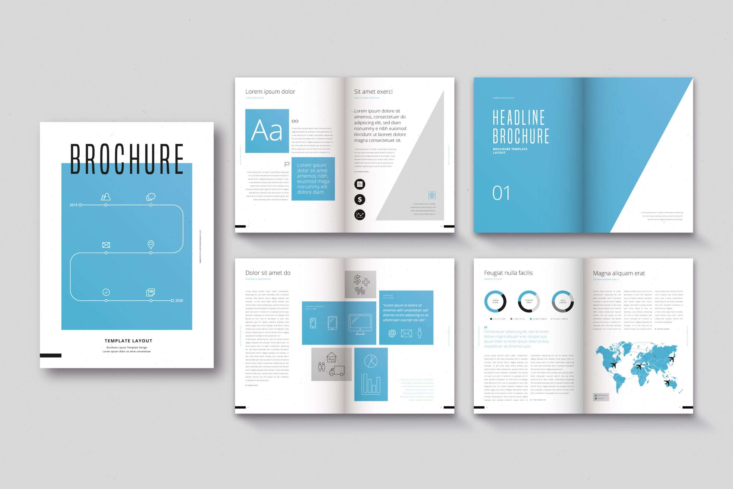 Modern brochure design layout samples with geometric elements