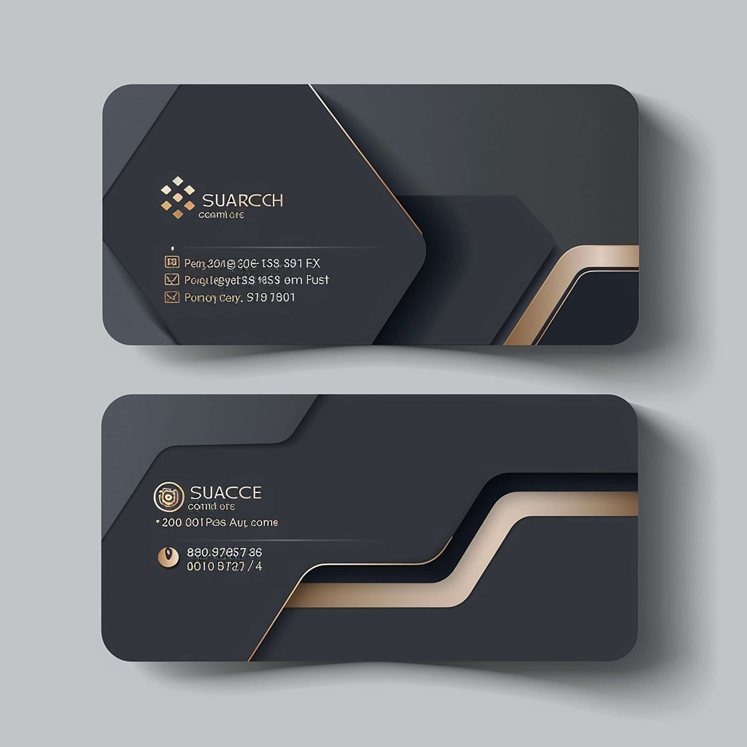 Stylish black and gold business cards with geometric design